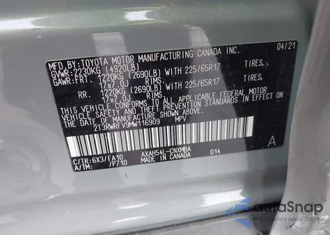 2021 Toyota Rav4 Hybrid Xle from USA, damaged, VIN 2T3RWRFV9MW116909